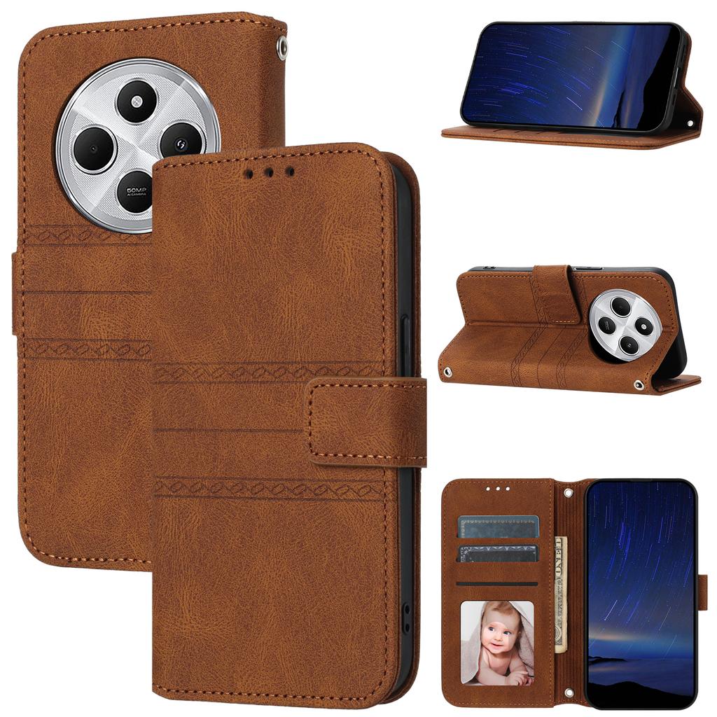 For Xiaomi Poco C75 4G/Redmi 14R 5G/14C 4G Case Wallet PU Leather Imprinted Pattern Phone Cover