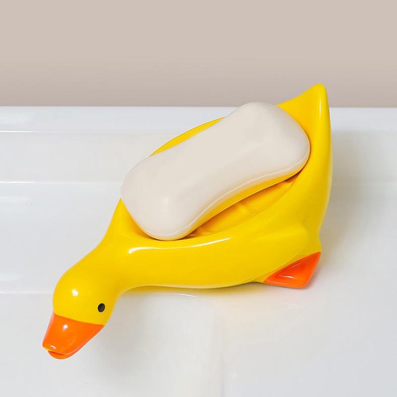 Yellow Duck Shape Soap Box Cartoon Soap Dish Drainable Soap Holder Soap Container Soap Dish For Tray Bathroom Accessories