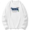 Men's T-Shirt, Loose Round Neck Pure Cotton, Spring 2026 Comfortable Long-Sleeve Printed Casual Top for Men, White, 3XL