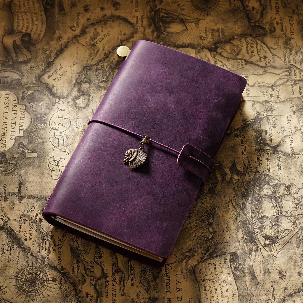 Genuine Leather Vintage Travel Journal - Creative Cowhide Diary Notebook