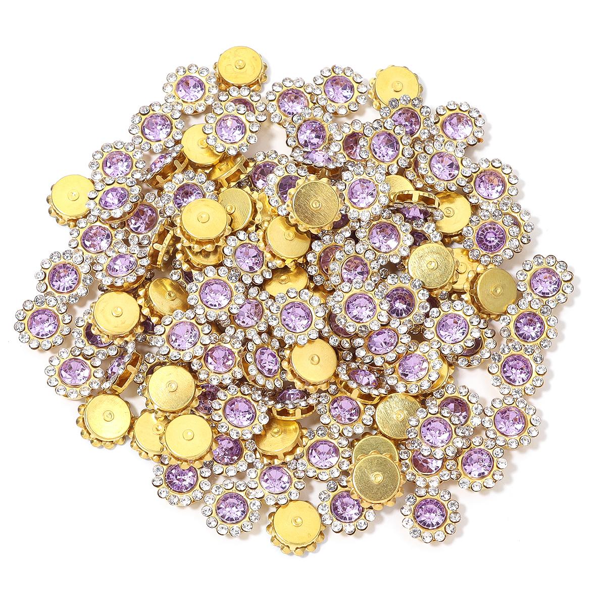 

50/100pcs Sunflower Sewing Claw Rhinestones Acrylic Beads Round Sew On Rhinestone For Clothes Sewing Jewelry Decoration Supplies 11.5mm 50pcs світло-фіолетового кольору