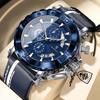 POEDAGAR Sportuhren für Herren Wasserdicht Leuchtend Datum Uhr Chronograph Leder Quarz Funktionell Armbanduhr Reloj