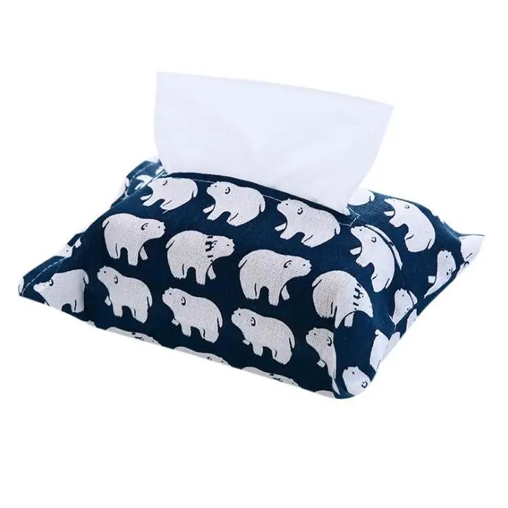 Cute Cartoon Tissue Box Napkin Paper Container Napkin Case Cotton And Linen Home Decoration Paper Towel Home Car