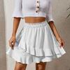 Women Summer High Waist Solid Color Irregular Ruffles Mini Skirts