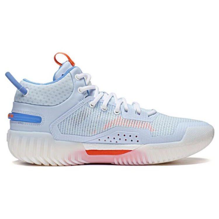 Li Ning Anti-Five 3 Fabric Synthetic Leather Non-Slip Breathable Mid-Top Basketball Shoes Men Sneakers Sky-Blue ABFT005-5