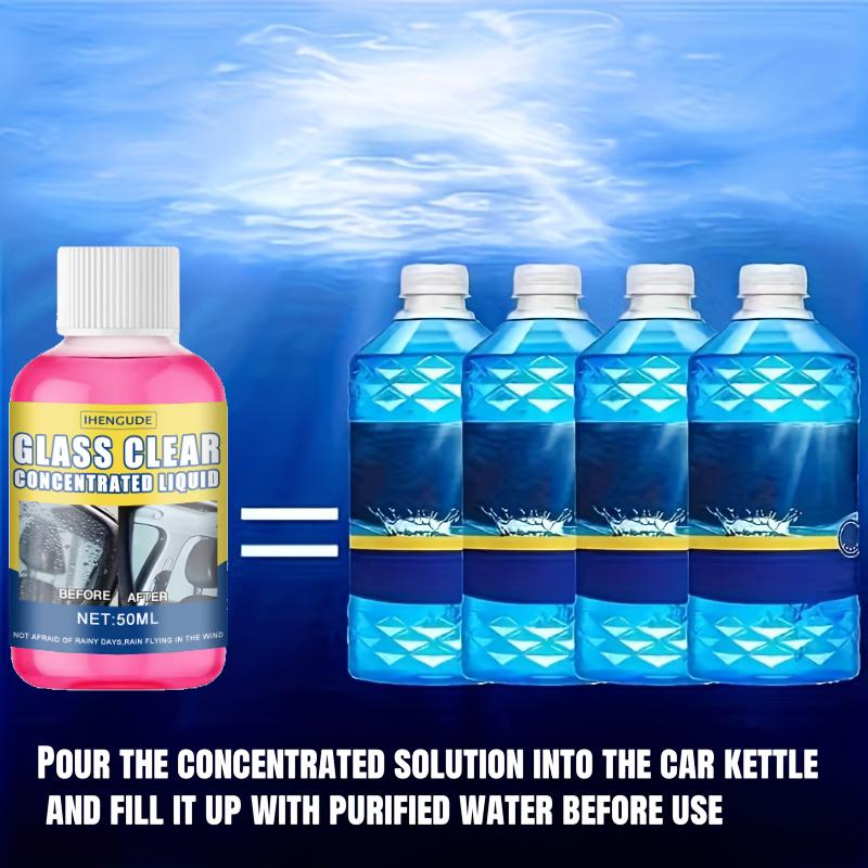 Concentrated Car Glass Coating Waterproof Windshield Wiper Fluid, Keeps Surfaces Smooth, Rainproof, and Anti-Fog Without Streaks,