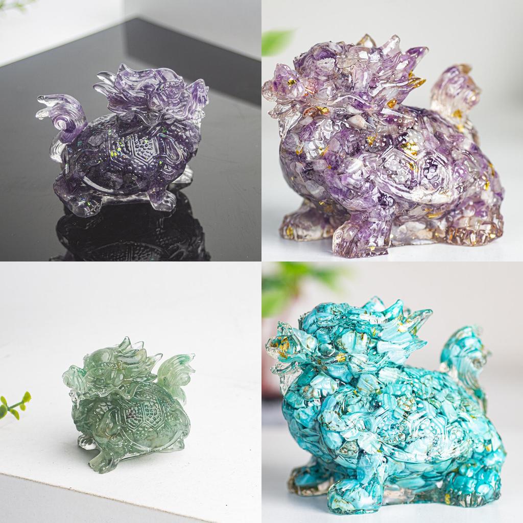Crystal Turtle Resin Decor With Handcrafted Gemstone For Home Living Room Gift