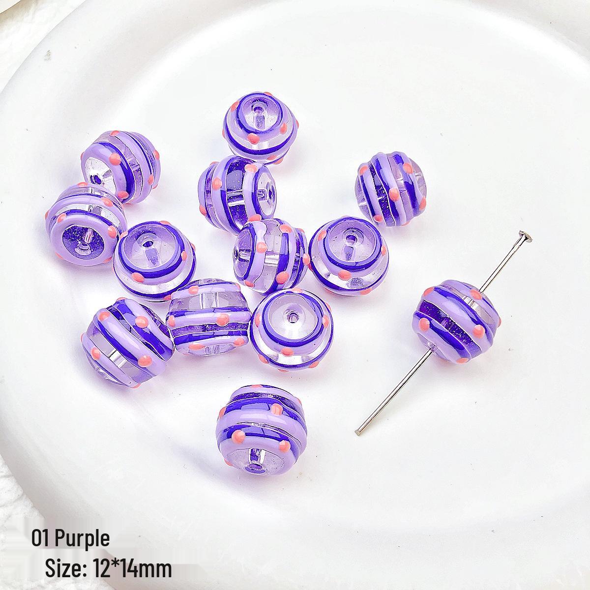 

Причудливые расписанные вручную стеклянные бусины в полоску и горошек для ожерелий и браслетов своими руками