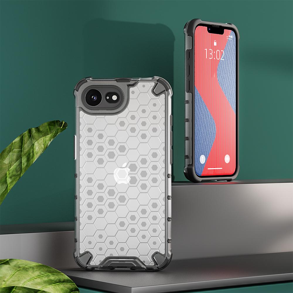 KEYSION Shockproof Armor Case for iPhone 16e Soft Silicone+PC Transparent Honeycomb Phone Back Cover for iPhone 16e 2025