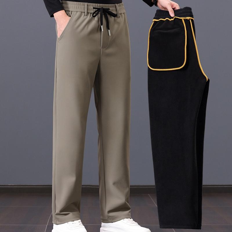Men's Casual Trousers Large Size Loose-Fit Sports Trousers Thickened Fleece-Lined Straight-Leg Trousers Windproof Thermal Trousers Business Trousers