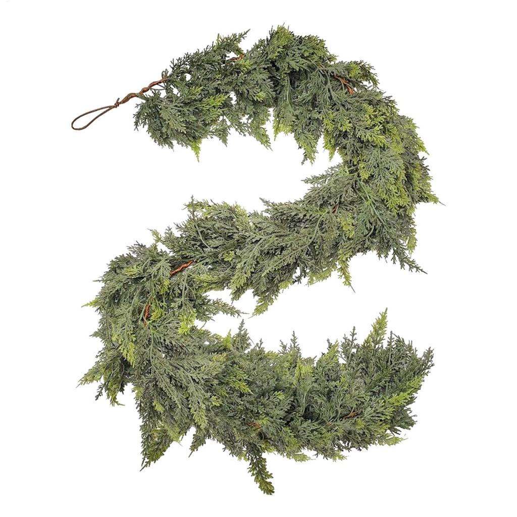 5.91 Feet Christmas Cypress Garlands Artificial Cedar Pine Simulated Green Hanging Tabletop Plants Artificial Decor Vine Door