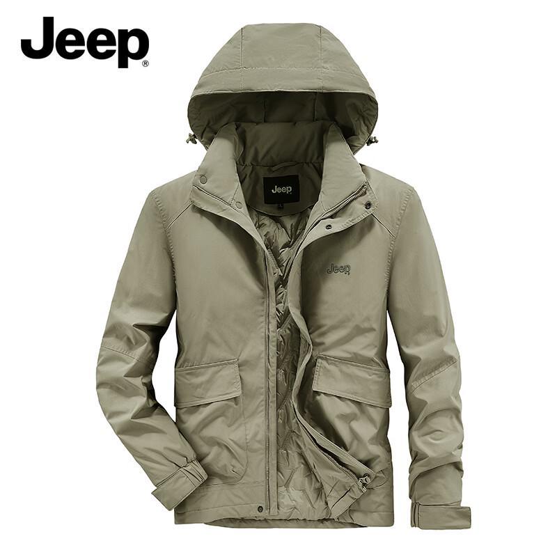 Мужская утепленная куртка JEEP со съемным капюшоном 4XL хаки