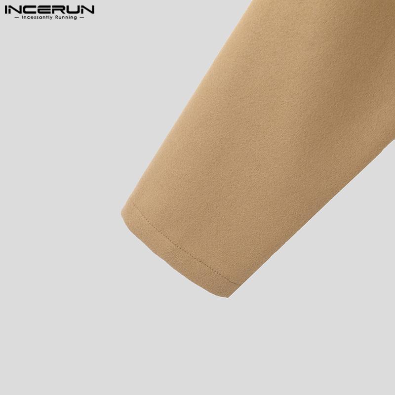 INCERUN Menn Lapel Collar Langermet Fleece Crop Topper Kåper