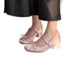 Inner Height Increase 7CM Pink Satin Bow High Heel Mary Jane Shoes Women's 2025 New Thick Heel Ballet Shoes