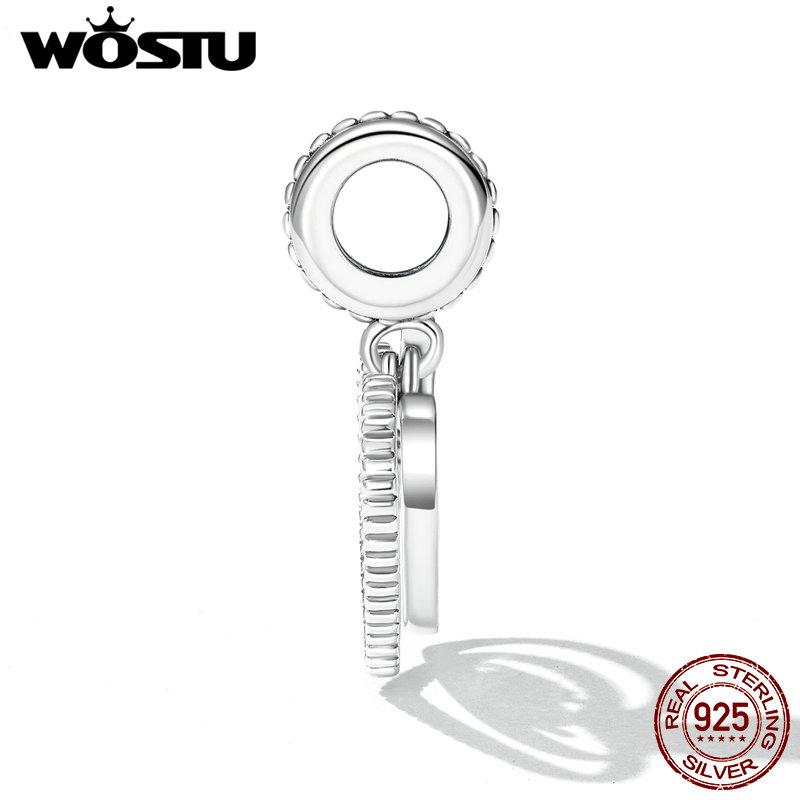 WOSTU 925 Sterling Silver Hand Swear Love Heart Hollow Charm Bead for Women Fit Original DIY Bracelet Necklace Jewelry