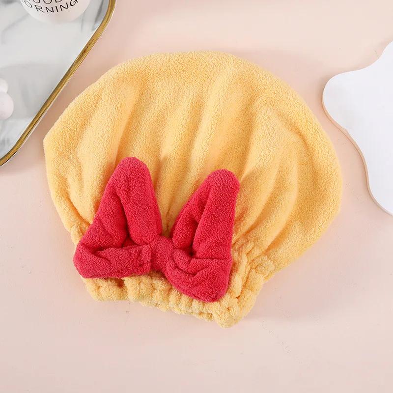 Super Absorbent Bath Cap Women's Quick Dry Cap Cute Bow Towel Bath Cap Dry Hair Cap Bathroom Accessories