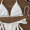 2026 Women's Solid Color Lace-up Halter Triangle Bikini Set - Sexy Swimsuit