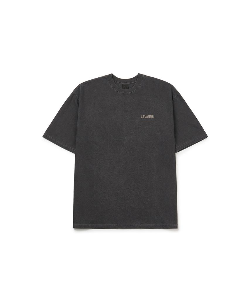 Leubase Old School Back Logo Oversized Short Sleeve T-Shirt_Pigment Charcoal