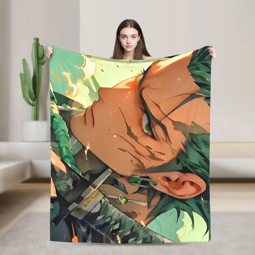 One Roronoa Zoro P-Pieces Blanket  Decorative Flannel Throw Blanket For Couch Bed Super Soft Custom Quality Bedspread Gift