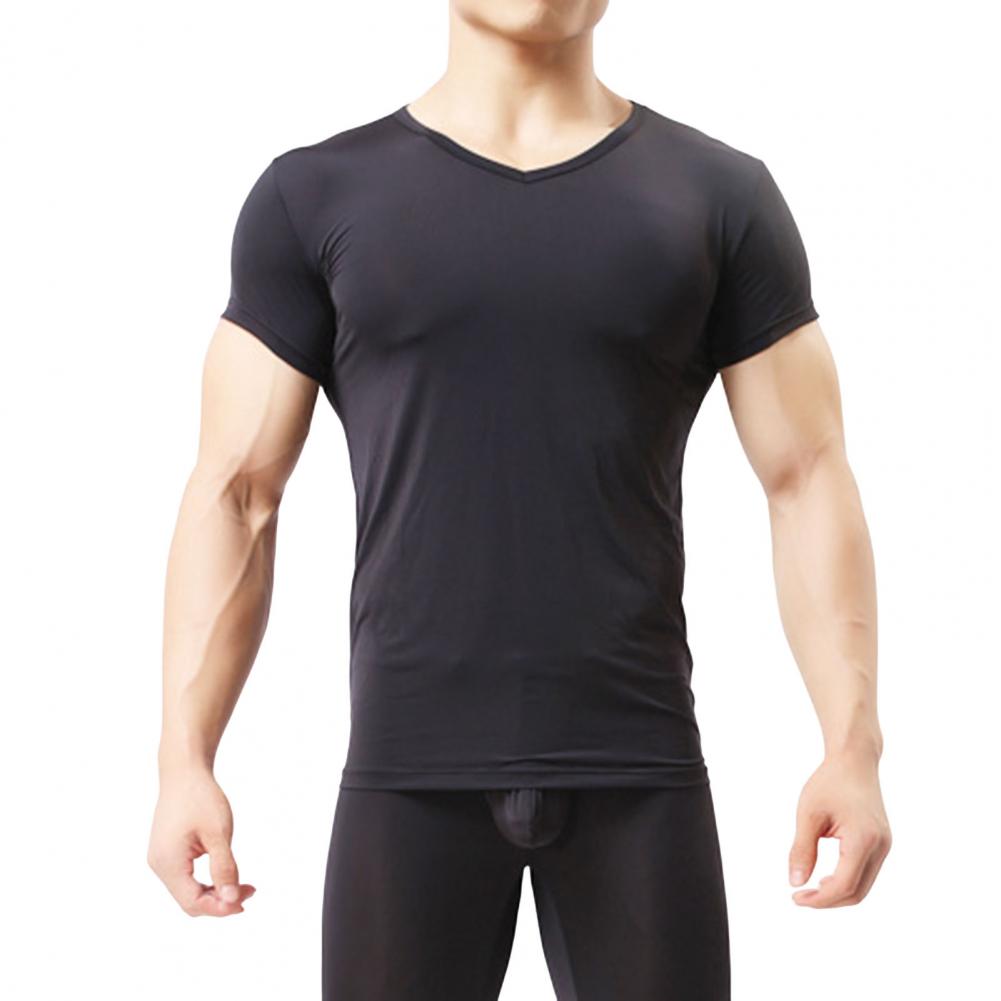 Top Estivo da Uomo Ultrasottile Assorbimento del Sudore Asciugatura Rapida Maniche Corte Girocollo Vestibilità Slim Tinta Unita Traspirante Elastico Casual P