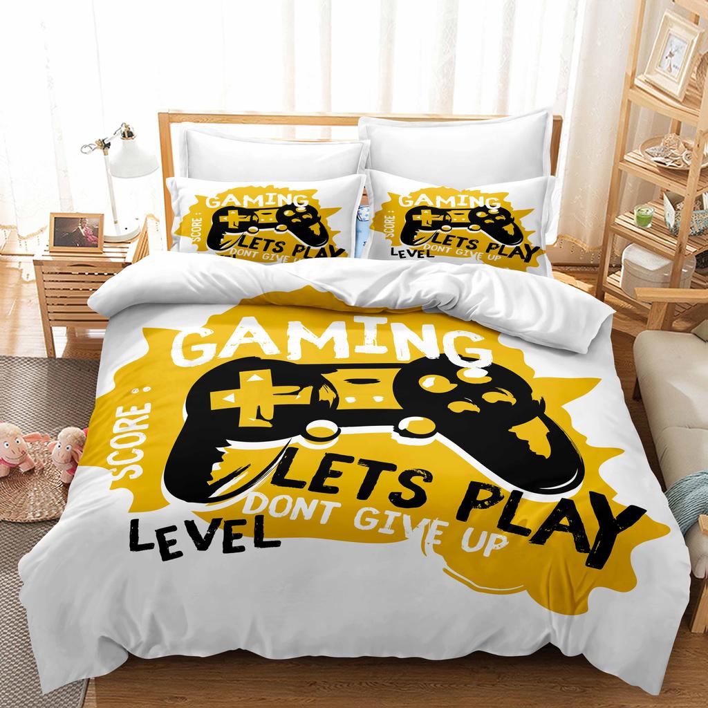 3D Printing Boy's Room Bedding Set Game Handle Duvet Cover 2/3 Pieces AU140 * 210 Full Size Quick Drying Easy Cleaning Home Decoration
