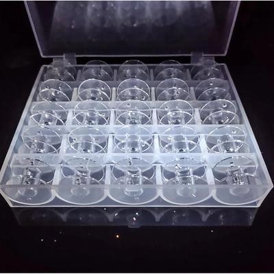 25Pcs Sewing Machine Transparent Spool Is Suitable Household Sewing Machine Empty Spool Plastic Lock Core Box Storage Kit Tool Accessories