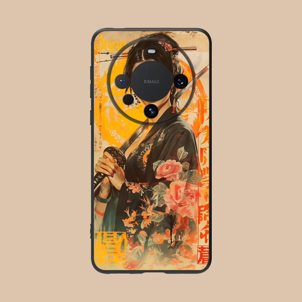 Retro Tattoo Girl Mobile Phone Case for Huawei Mate 60 50 40 30 20 10 Pro Plus Lite E 5G Colorful Printing Cover Luxury Cover