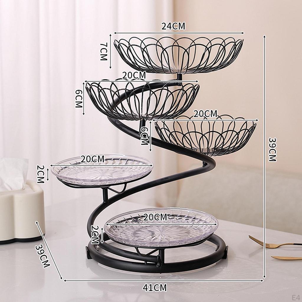 5 Tier Fruit Basket Bowl Fruits Stand Holder Organizer Storage Baskets Metal Wire
