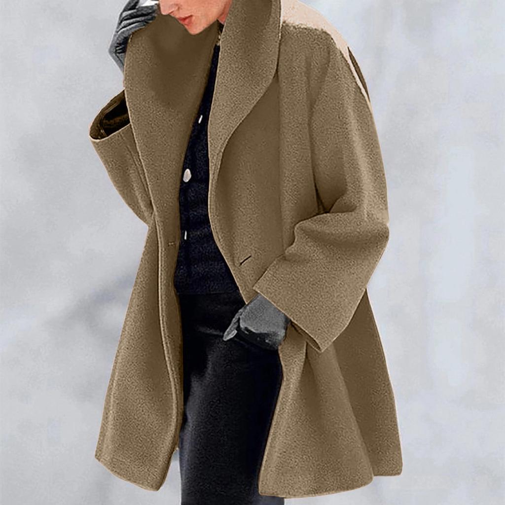 Womens Winter Wool Coat Trench Jacket Ladies Warm Slim Long Overcoat Outwear