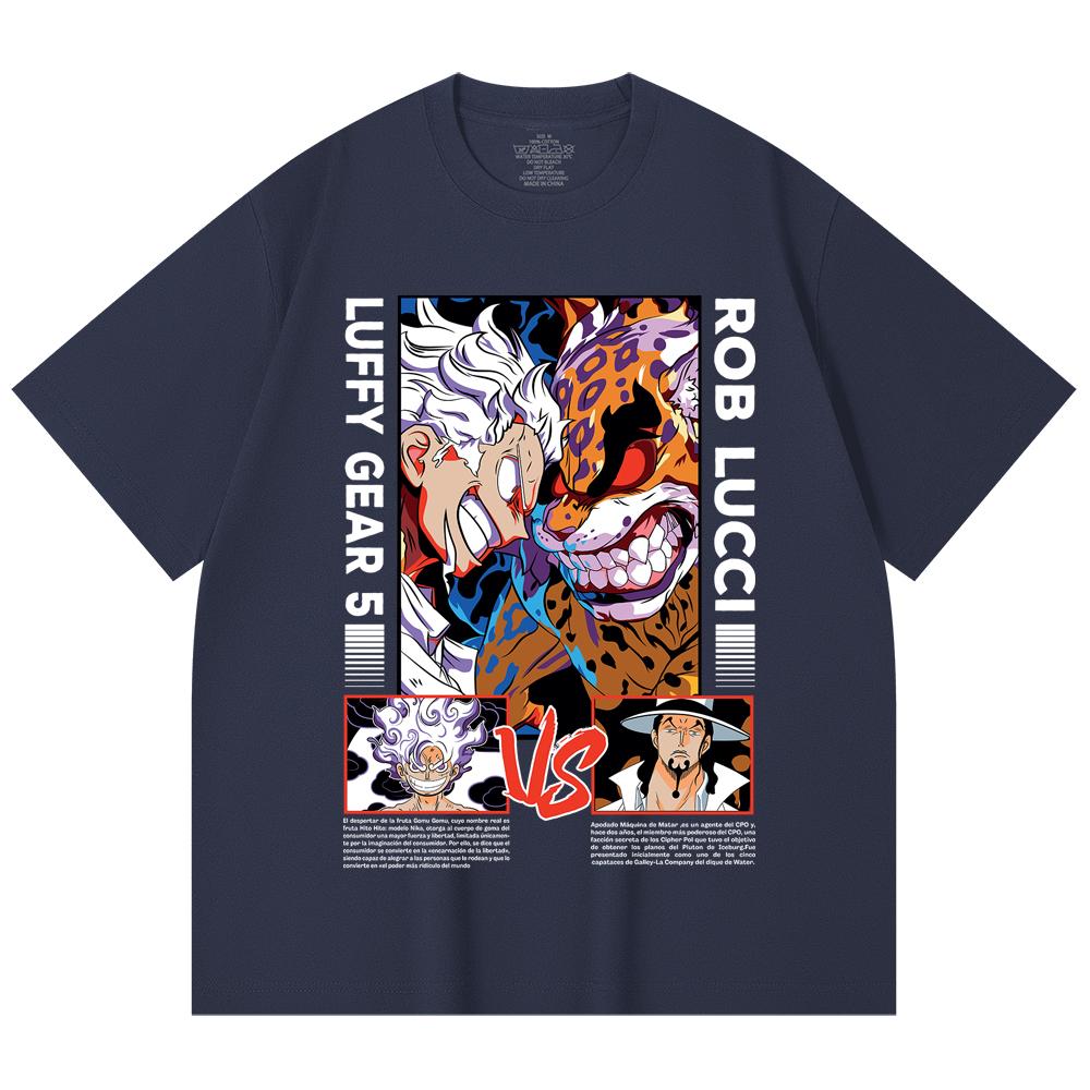 230 Gsm 100% Cotton One Piece V49 Luffy Lucci Print Unisex Heavy Cotton T Shirt