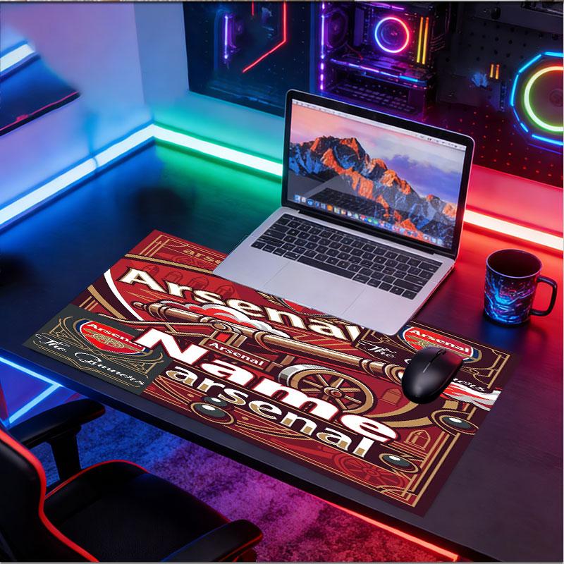 Custom Name Personalized Arsenal F.C Pattern Mousepad, Laptop PC Desk Mat, Decorative Desk Mat for Home Keyboard Pad Gift