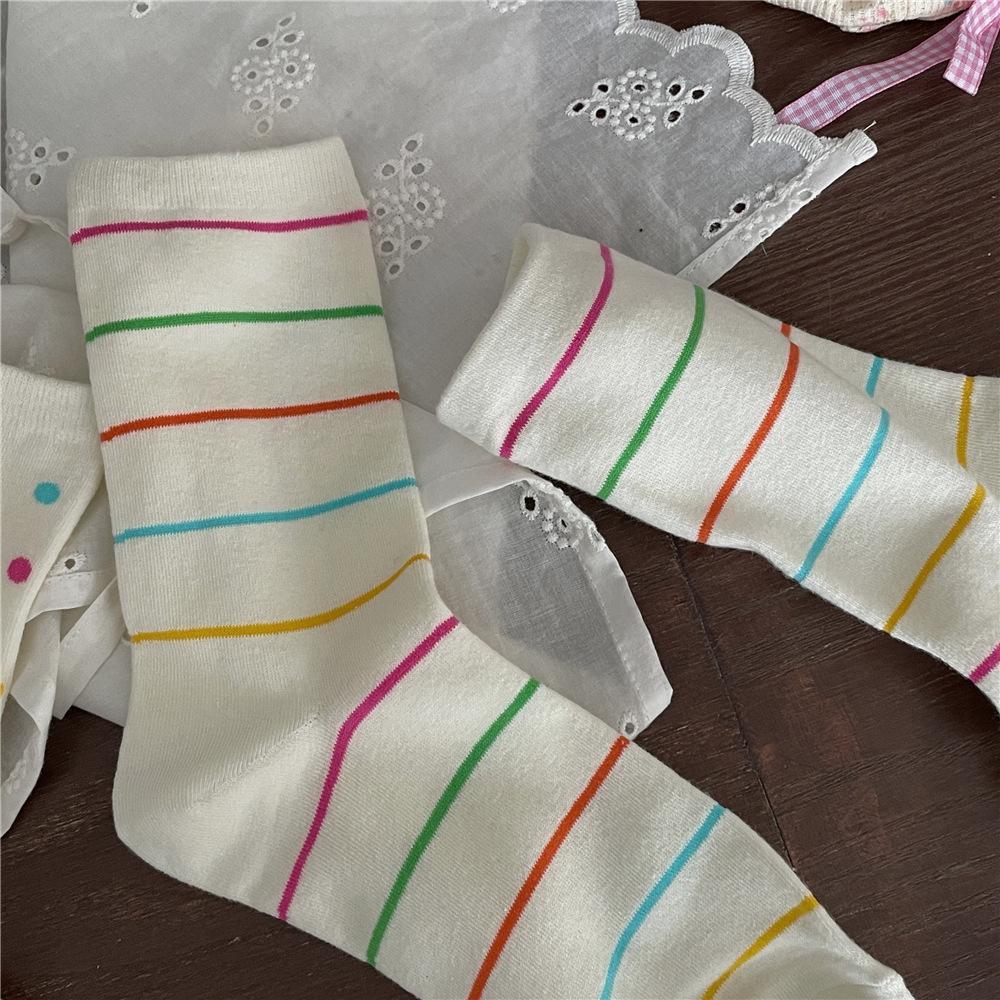 

Autumn Colorful Polka Dot Girly Trendy Socks Sweat-Absorbing Casual Cotton Socks Dopamine Wear Mid-Leg Socks One size fits all