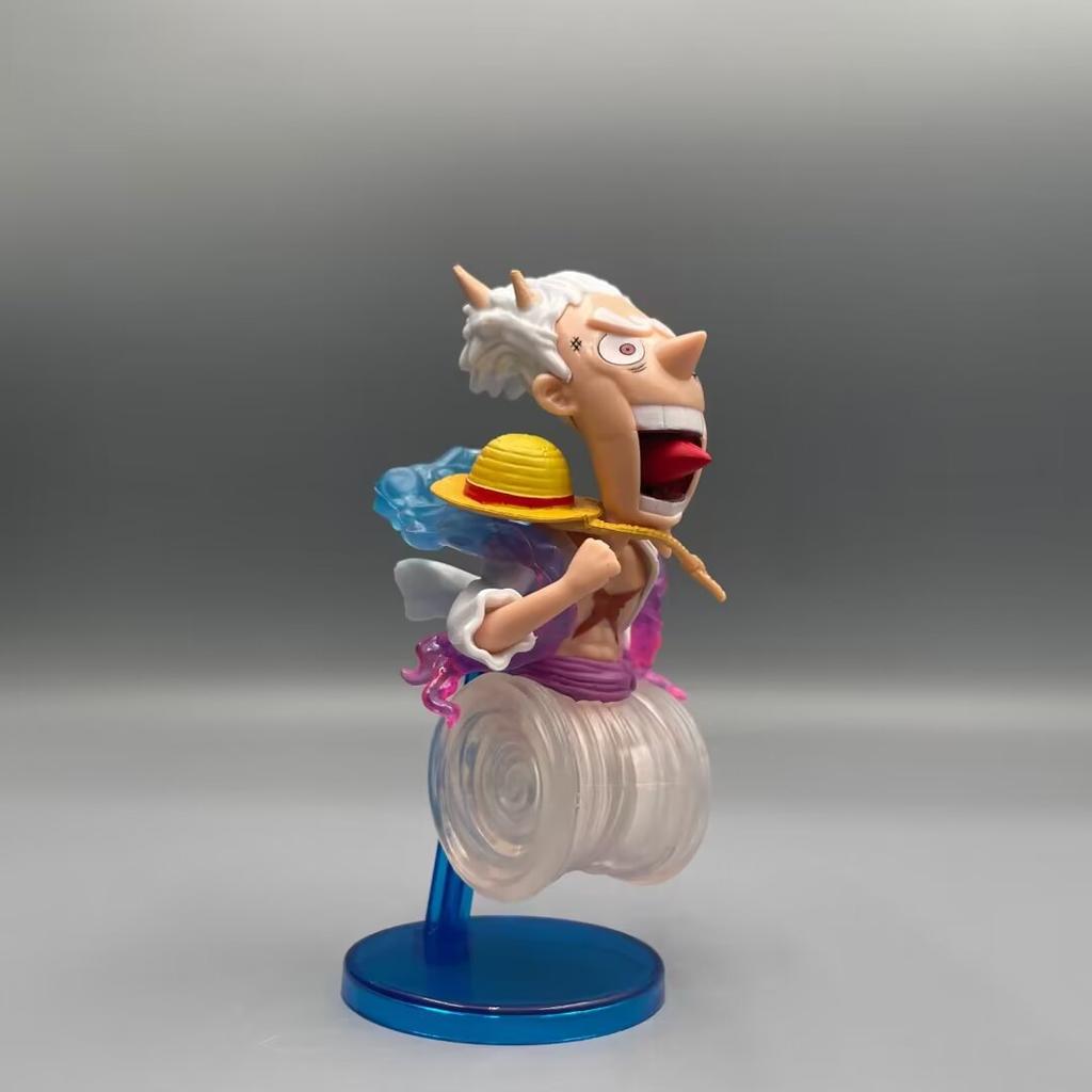 5Pcs/Set One Piece Animation Cartoon Fifth-tier Sun God Nika Luffy Q Version Anime Peripheral Toy Doll Model Desktop Ornaments