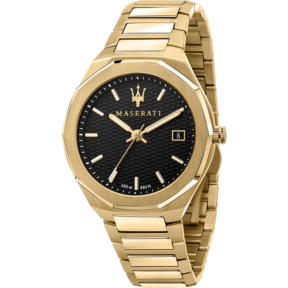 Мужские кварцевые часы Maserati Stile Black Metal Gold R8853142004 чёрный