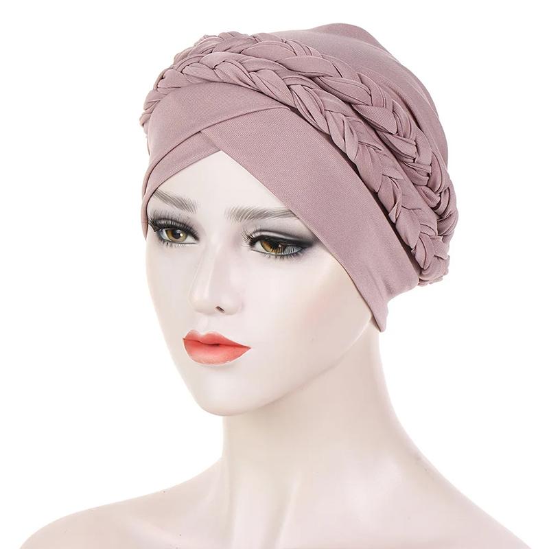 1 Stück Muslimischer Turban Krebs Chemo Mütze Einfarbig Haarflechtmütze Haarverlust Hut Kopftuch Polyester Beanie Wrap Damen