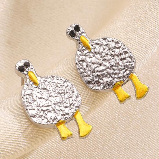 1 Paar Ohrstecker Cartoon Vogel Design Retro Stil Kontrastfarbene Ohrringe Süßes Mädchen Stil Schmuck Zubehör