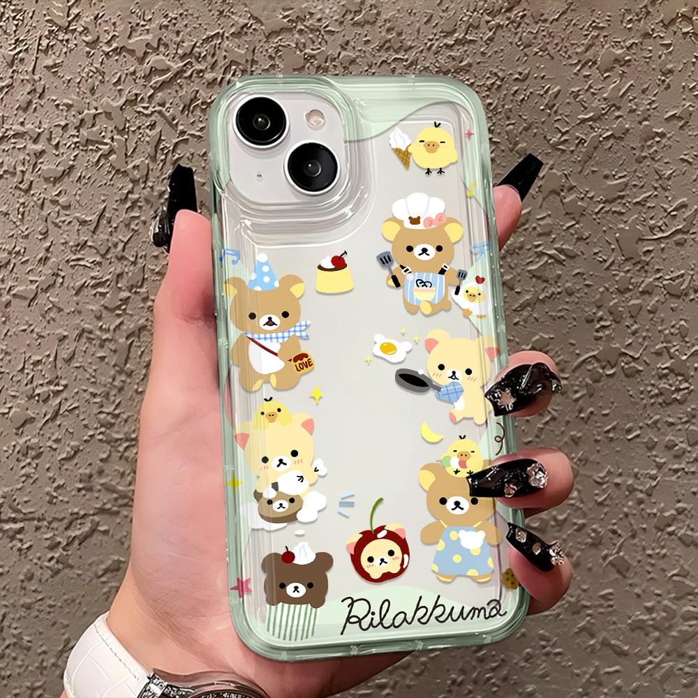 Phone Case for iPhone 17 16e 16 15 14 13 12 11 Pro Max 7 8 Plus X XR XSMax Airbag Anti Fall Clear Cover Cartoon R-Rilakkumas