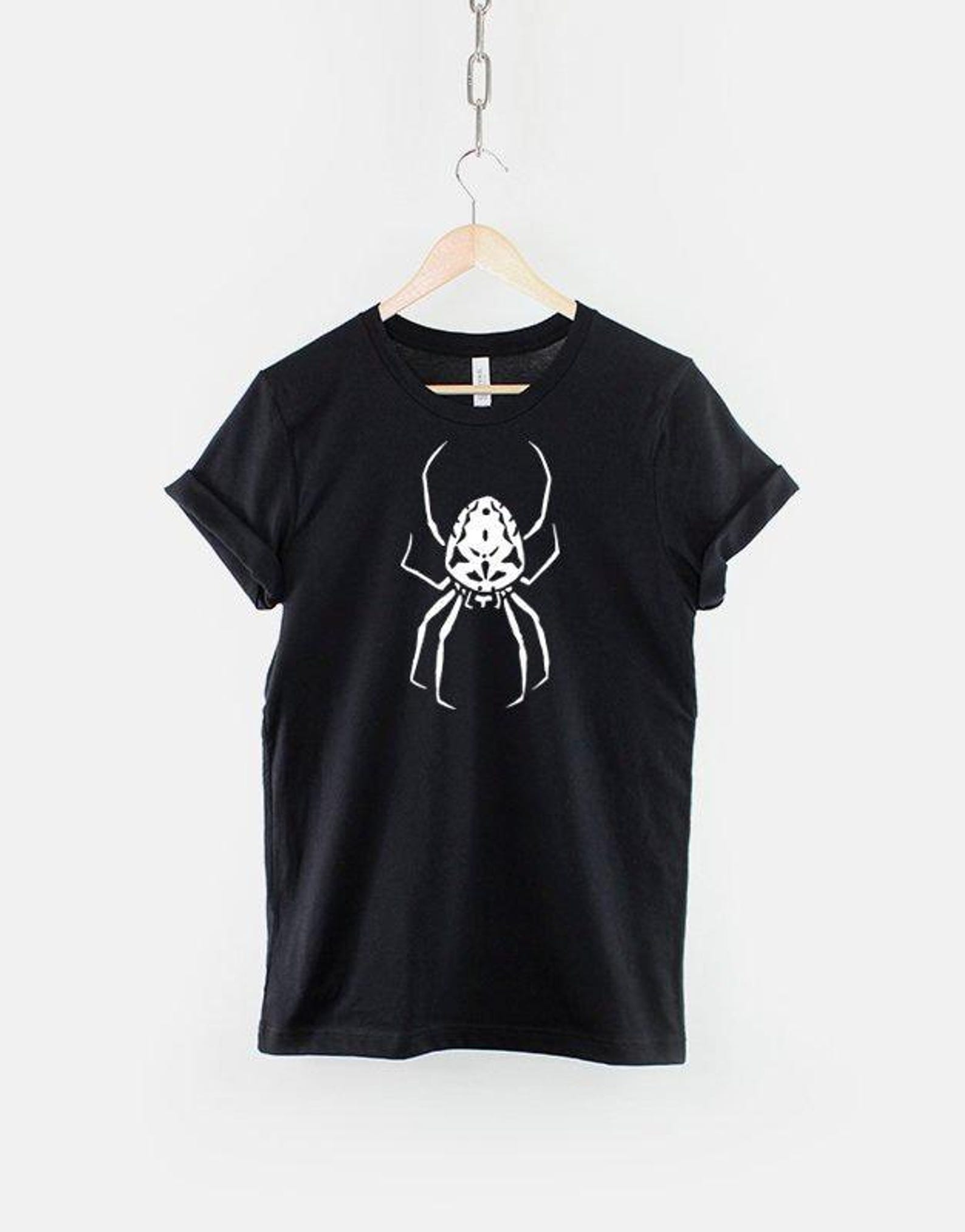 Creepy Spider Halloween T Shirt, Gothic Web Design, Soft Textile Print 3XL