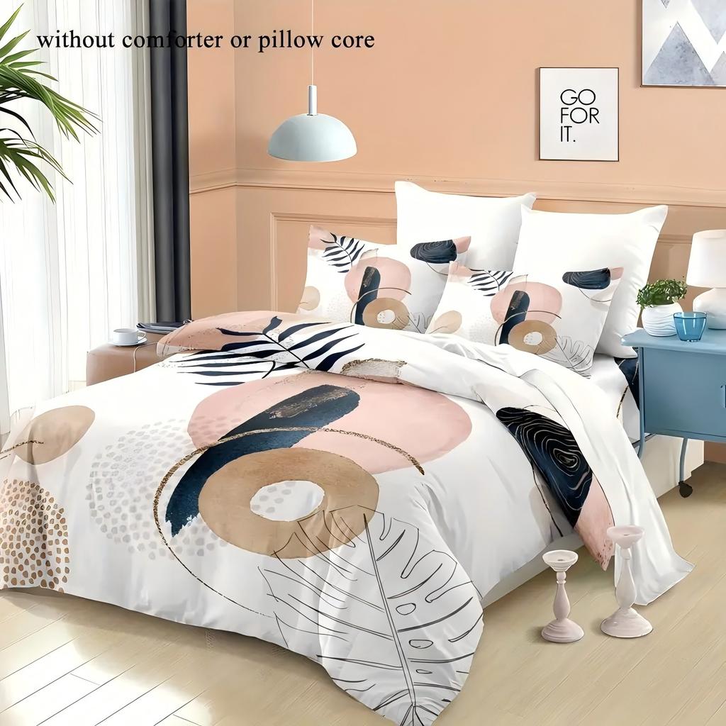 Geometric leaf pattern 3D Printed Quilt cover Elegant Home Textiles Soft Duvet Cover Pillowcases Modern Simple Art Bedding Set