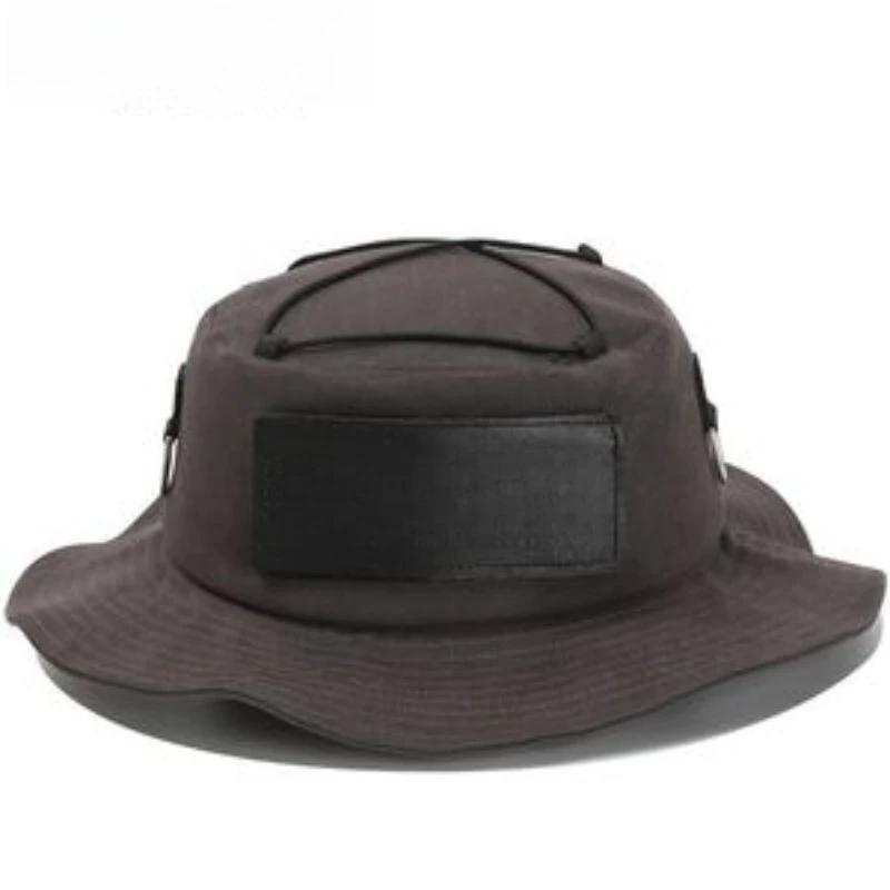 

Летняя кепка с широкими полями и защитой шеи, унисекс, шляпа-ведро, уличный козырек, быстросохнущая панама, солнцезащитная, с завязками, для рыбалки, походов серый