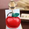 First Layer Cowhide Small Apple Keychain Pendant Locomotive Car Key Chain Accessories Bag Pendant Cute Little Gift