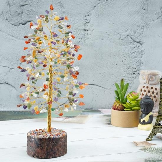 Copac de cristal pentru energie pozitivă, copac cu pietre prețioase decor Feng Shui, cristale vindecătoare, 7 chakre noroc bani bonsai, prosperitate bogăție, meditație