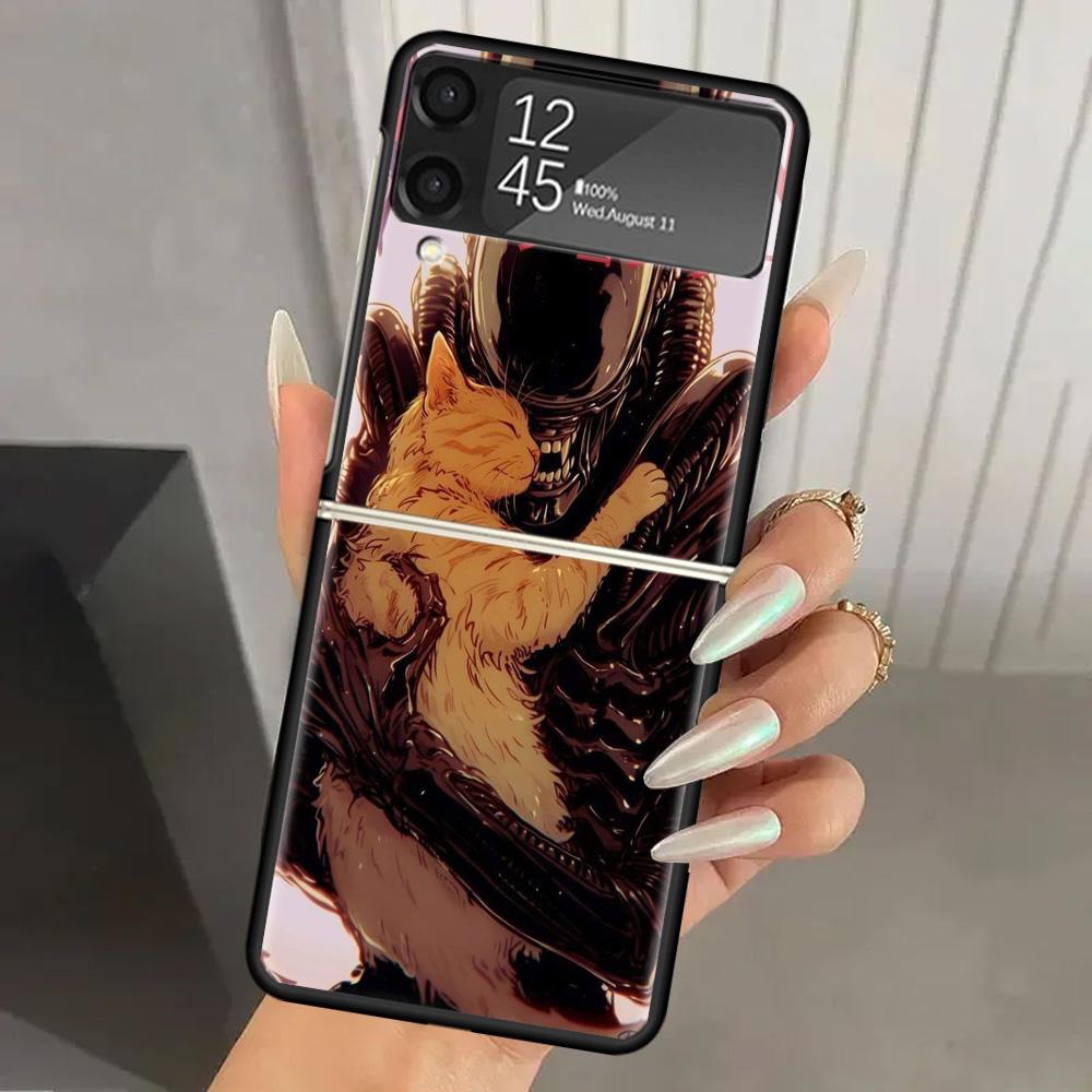 

Cool A-Alien X-Xenomorph Hard PC Phone Case For Samsung Galaxy Z Flip 7 6 5 4 3 Black ZFlip7 ZFlip6 Flip5 Flip4 Flip3 5G Print C Samsung Z Flip 7
