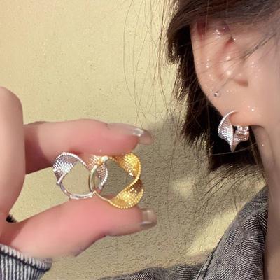 1Pair Vintage Simple Geometric Twisted Small Circle Hoop Earrings For Women Girl  Daily Party Irregular Textured Jewelry