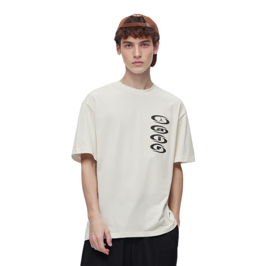 Jordan X Travis Scott Collaboration Comfortable Crew Neck Pullover Short Sleeve T-Shirt Men Tops Beige DZ5515-133