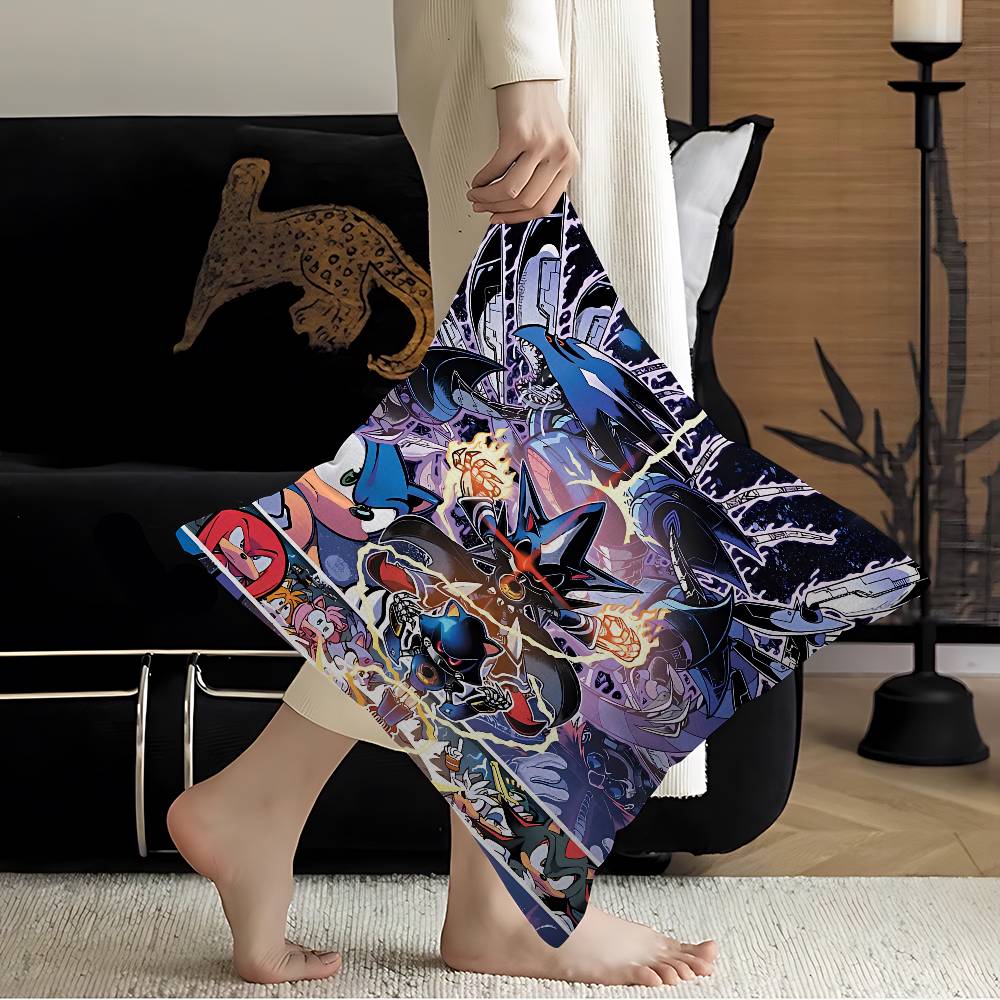 Anime Game S-SonicS Personalized Pillow Cover Kids Bedroom Wild Party Decor Pillowcase Kid Birthday Shower Gift