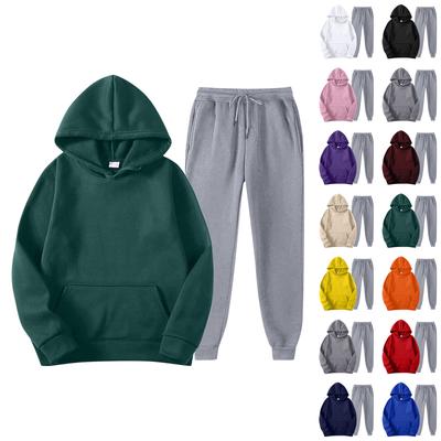 Mens Hooded Sports Tracksuit Unisex Two-Piece Running Outfits Long Sleeve Pullover Hoodies Sweatshirt+Sweatpants Set