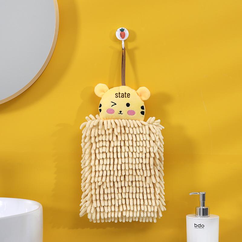 Chenille Cartoon Quick-Dry Hangable Hand Towel for Kitchen & Bathroom