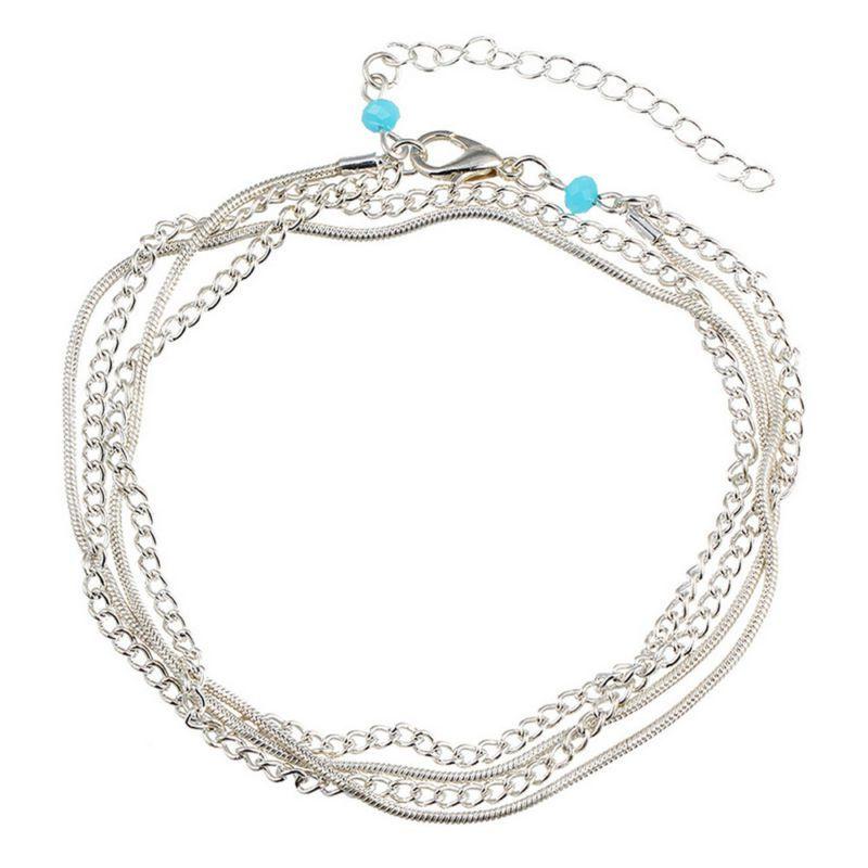 

Шарм Женский Бирюзовый Браслет на Ногу Цепочка Сандалии Пляж Нога Подарок Ювелирное Изделие серебряный