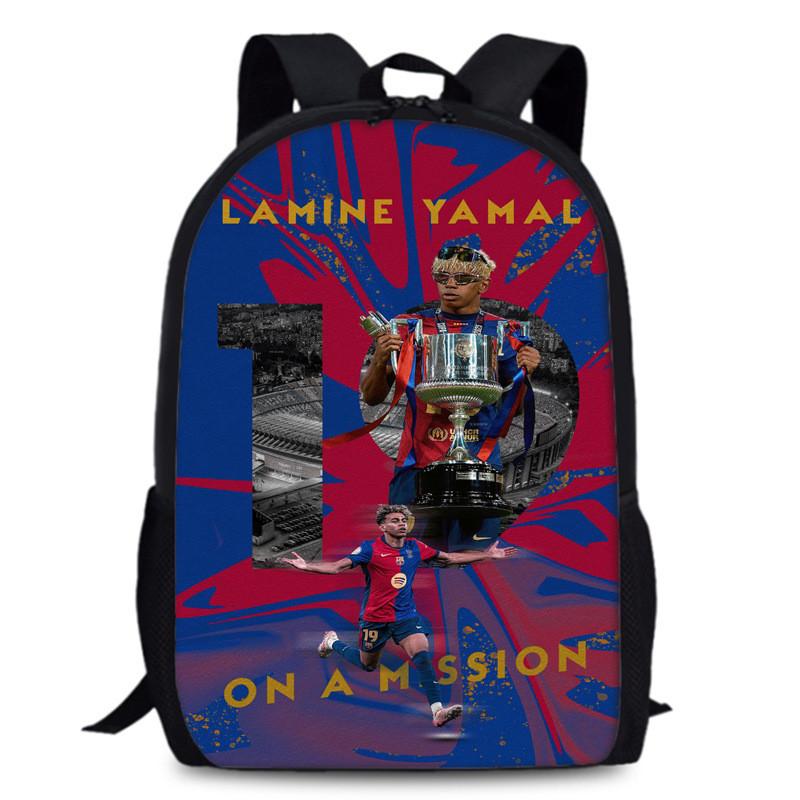 Lamine Yamal Lionel Messi Football Star Printed Kids Backpack Large Capacity School Bag For Daily Use
